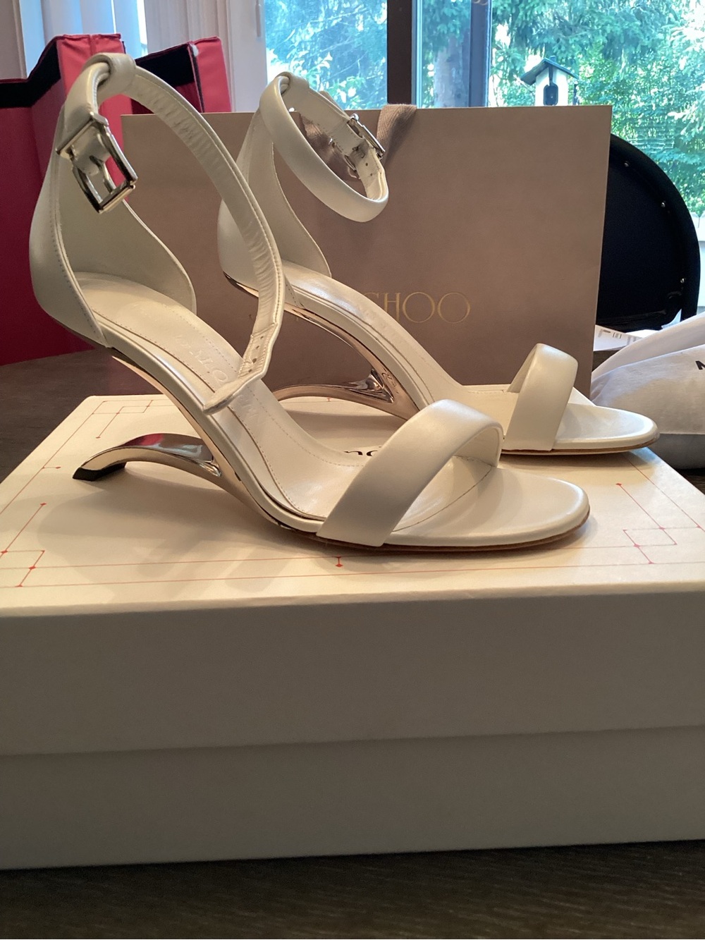 Alexander McQueen White Ankle-Strap Heeled Sandals